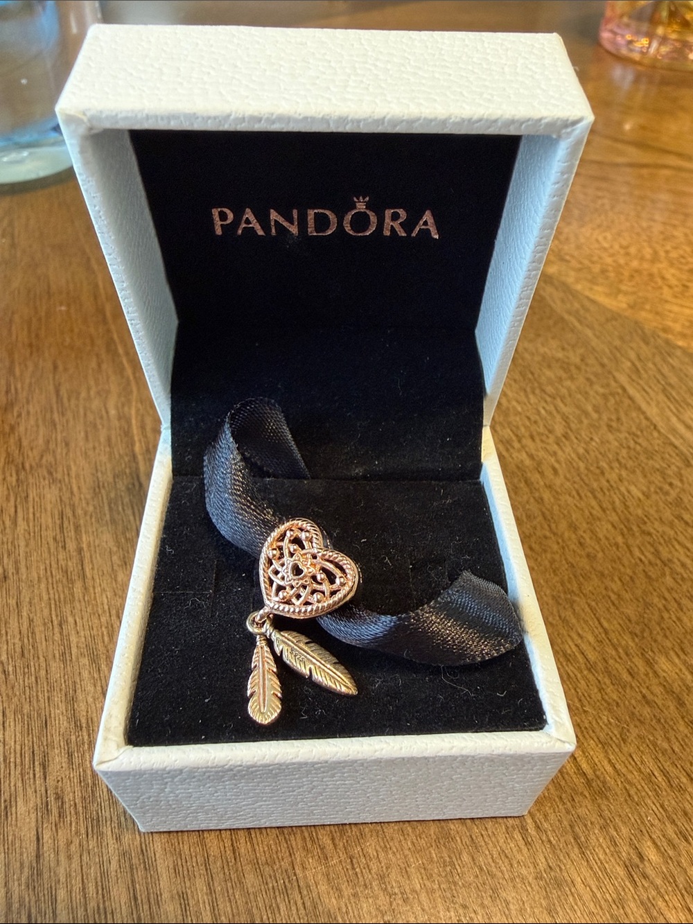Pandora Rose Gold Heart Dream Catcher with Feather Drops (retired)